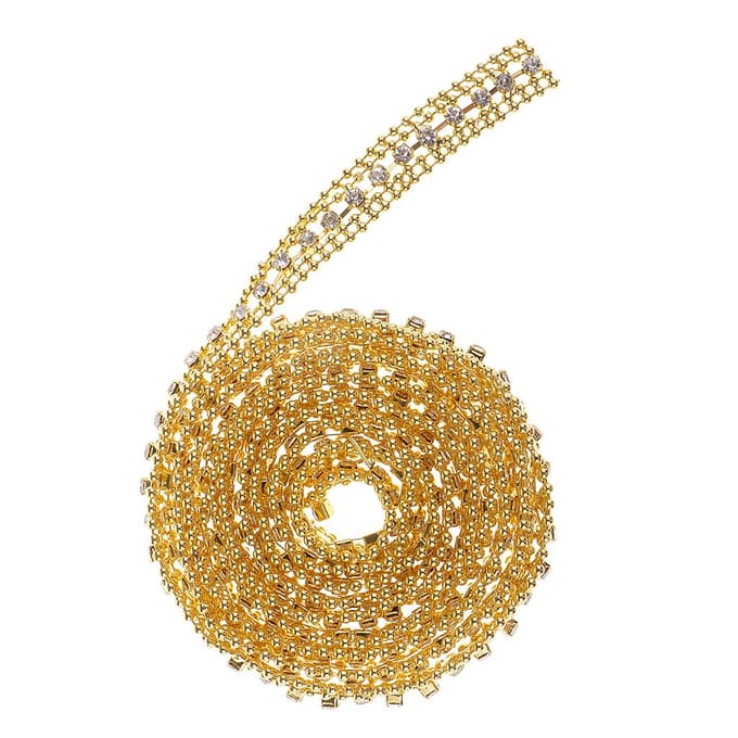1 Yard Crystal Bead Strass Lint Trim Chain voor Naaien Craft Decor 1 yard goud