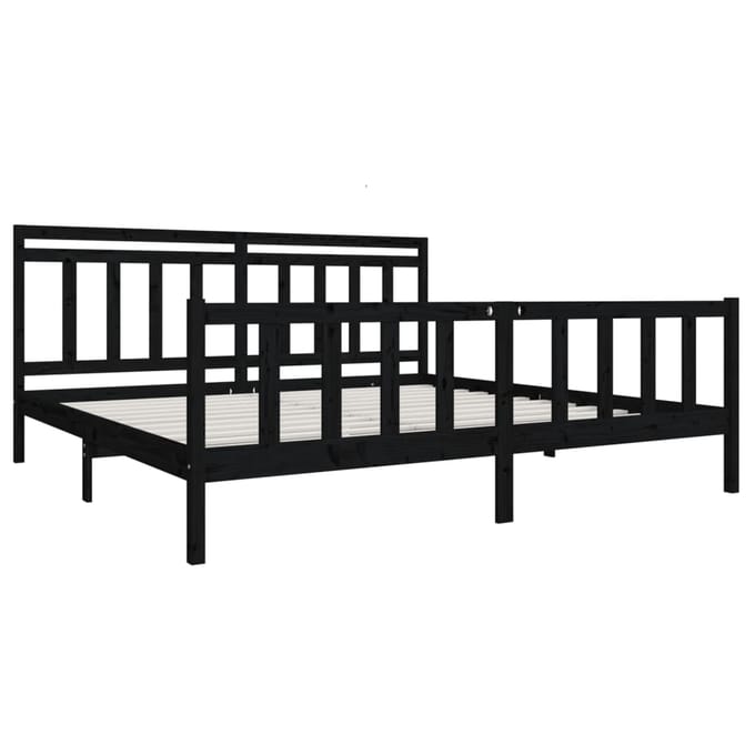 vidaXL - Bedframe - massief - hout - zwart - 200x200 - cm