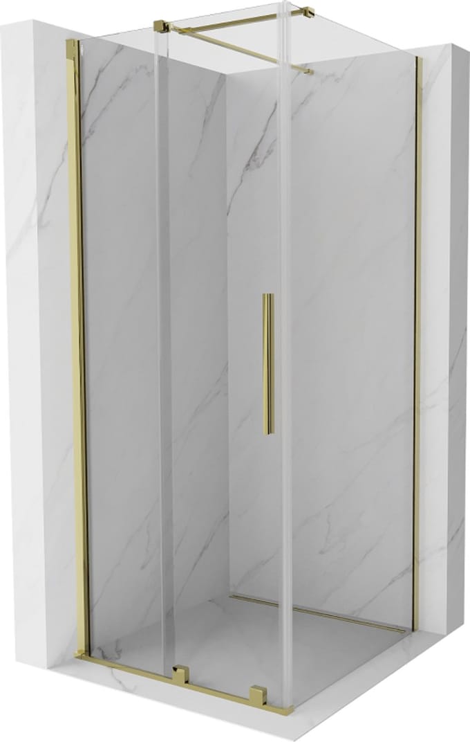 Mexen Velar schuifbare douchecabine 100 x 100 , transparant, goud - 871-100-100-01-50