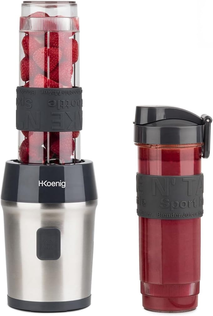 Smoothie Maker Compact To Go – 300W Blender – 2 BPA-Vrije Flessen met Deksel – 570ml – 4 RVS Messen