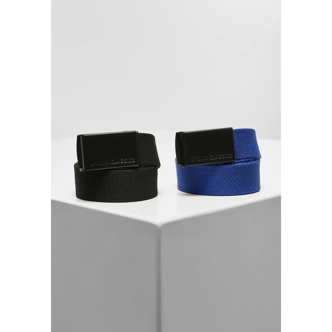 Urban Classics - 2-pack Kinder Canvas riem - Zwart/Blauw