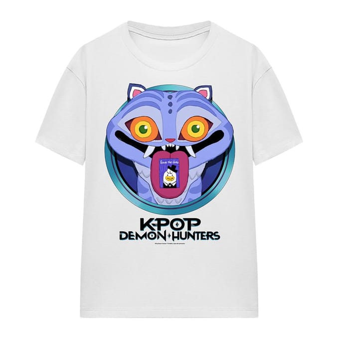 K-Pop Demon Hunters Dames/Dames Save The Date Derpy Tijger Cartoon T-shirt (Wit)