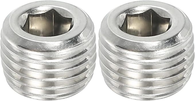 Pijp Pluggen - Draad Socket - Leidingen Afdichten - Interne Zeskant - 1/4 Inch - Zilver