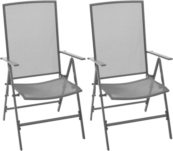 Tuinstoelen Set - Met kussens - Buiten Zitten - Verstelbare Rugleuning - Set van 2 - Antraciet