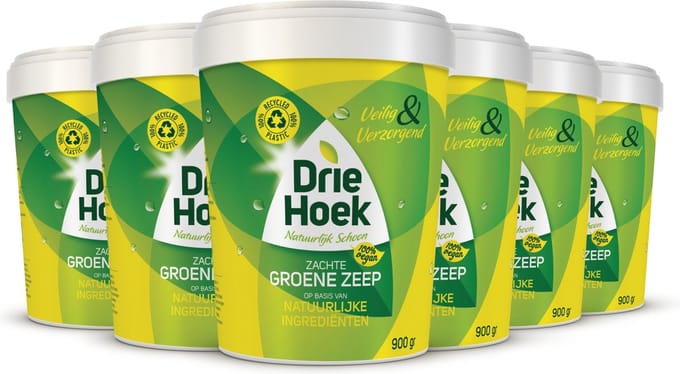 Driehoek Zachte Zeep - Groene Zeep - 6 x 900g
