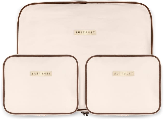 SUITSUIT Fab Seventies - Packing Cubes - Set van 3 - Reiskoffer 66 cm - Koffer organizer set - Bagage organizers - Wit