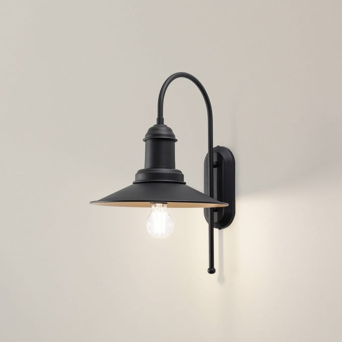 ROYALTECH Wandlamp Lorato, zwart, hoogte 48 cm, metaal, E27
