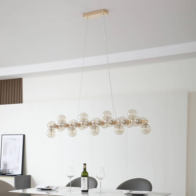 Lucande - hanglamp - 25lichts - Glas, metaal - H: 20 cm - G9 - goud, cognac