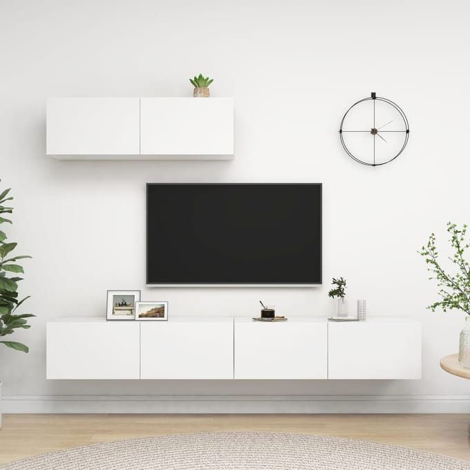 vidaXL - Tv-meubelen - 3 - st - bewerkt - hout - wit