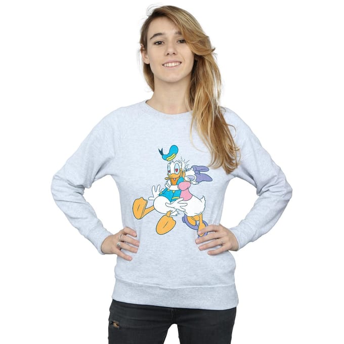 Disney Dames/Dames Donald en Daisy Eend Kus Sweatshirt (Sportgrijs)