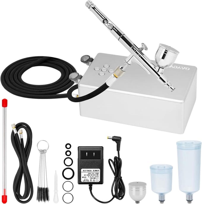 Airbrush Set - Compressor Kit - Creatief Spuiten - Geruisloze Werking - 13 LPM - Zilver