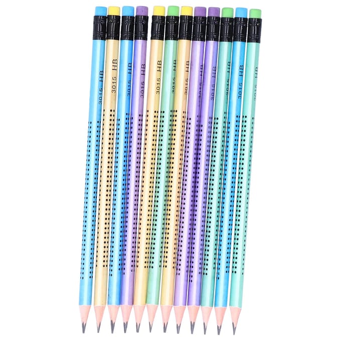 Set de 12 Crayons de Peinture Composition Antidérapant avec Taille-crayon Papeterie Remplacement blue
