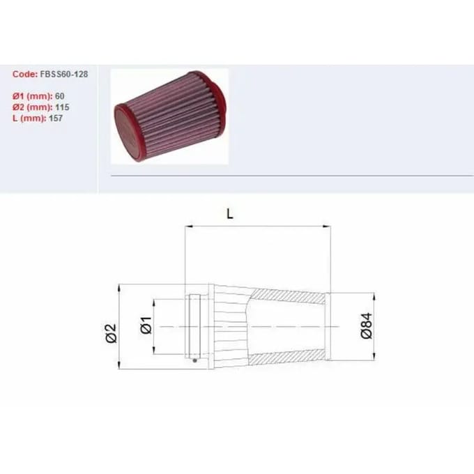 Motorfiets luchtfilter BMC FBSS60 128