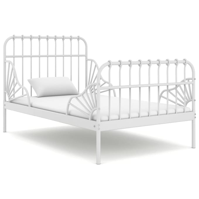 vidaXL - Bedframe - verlengbaar - metaal - wit - 80x130/200 - cm