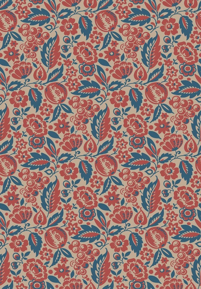 Boråstapeter Vliesbehang 4816 - New Heritage - Botanisch Rood - 53cm x 10.05m