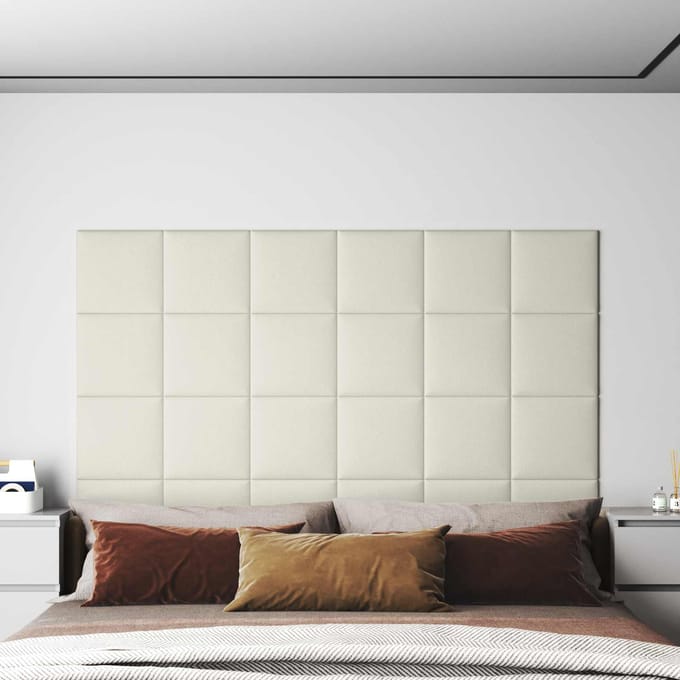 vidaXL - Wand - Hoofdbord - 12 - st - Crèmekleurig - Fluweel