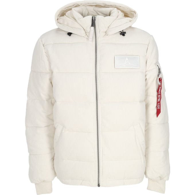 Mannen Puffer Cord Jet Stream White