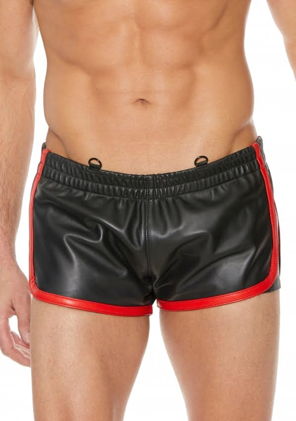 Lederen Versatile Shorts - Zwart / Rood