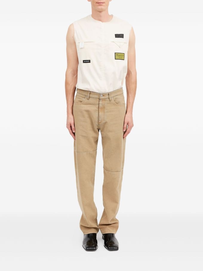 mm6 maison margiene jeans beige man vijf zakken