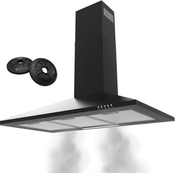 ApexArte® Afzuigkap 90 cm Zwart - Onderbouw - Extra Stil