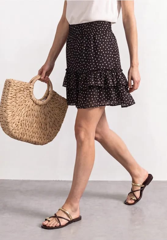 Kniehoge chiffonrok met print