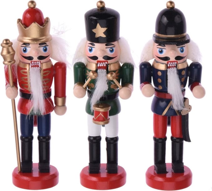 Kerstversiering Notenkrakers -3 stuks -houtenpoppetjes-12 cm