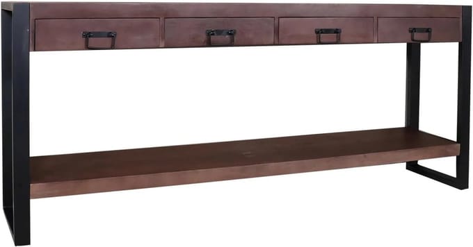 Bijzettafel Mangohout - Side table - Extra opbergruimte - Duurzaam materiaal - 180cm lang - Walnoot