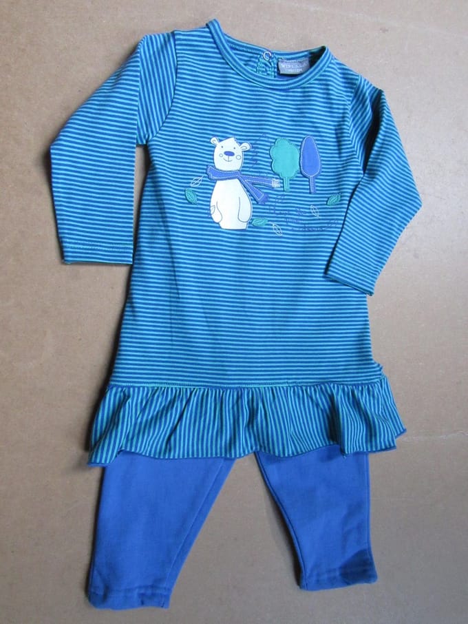 wiplala kleed+ legging , blauw groen , 12 maand 80