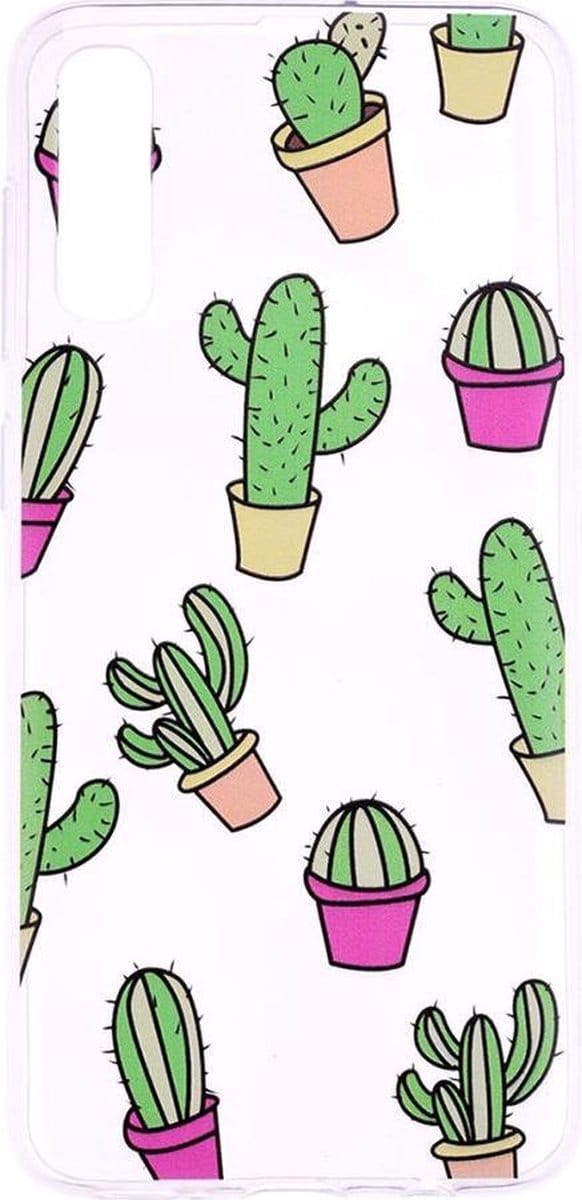 Shop4 - Geschikt voor Samsung Galaxy A70 Hoesje - Zachte Back Case Cactussen Transparant