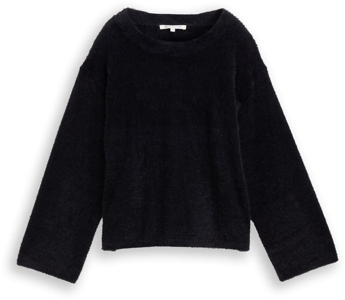 Tom Tailor Denim - Gebreide trui van vezelgaren - Maat M - deep black