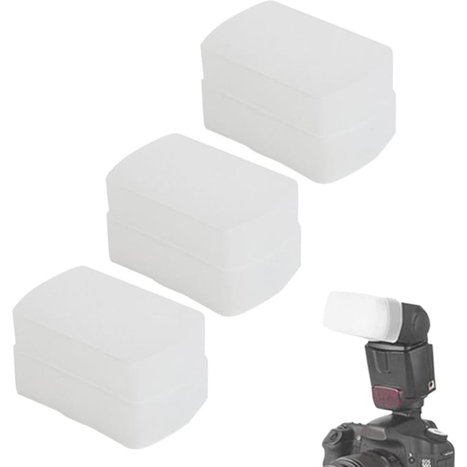 3 Pièces Mini Diffuseurs Réflecteurs de Flash d'Appareil Photo Numérique Softbox Adapté pour Canon 580EX Flash Supérieur Blanc white