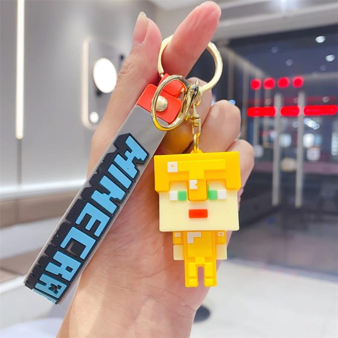 Minecraft PVC Sleutelhanger Kinderen Silicone Tas Wissel Opbergtas Sleutelhanger brown