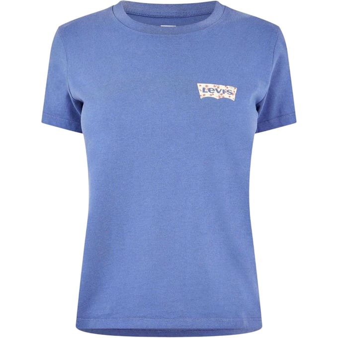 Levis Dames-T-shirt met bloemenlogo en normale pasvorm (Kustfjord)