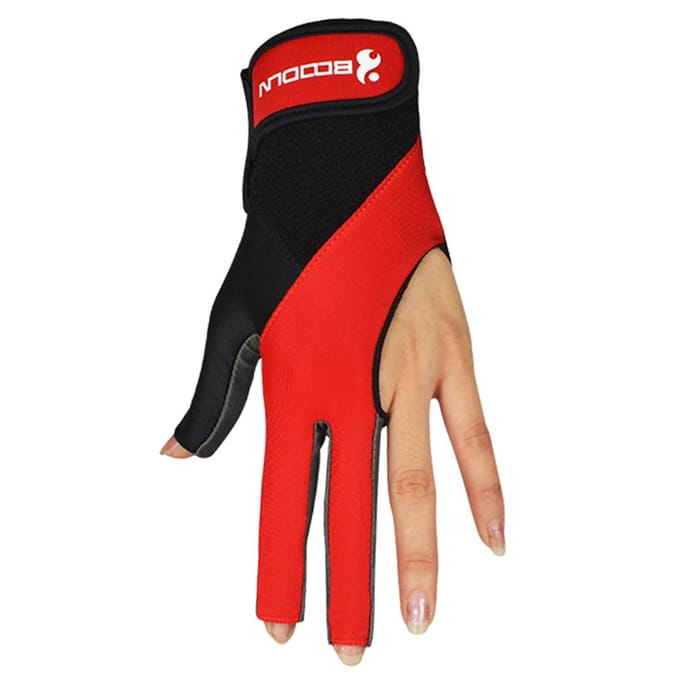 BOODUN 1 pièces gants de queue de billard gants de billard trois coupes gants mains gauches accessoires de billard S-M rouge