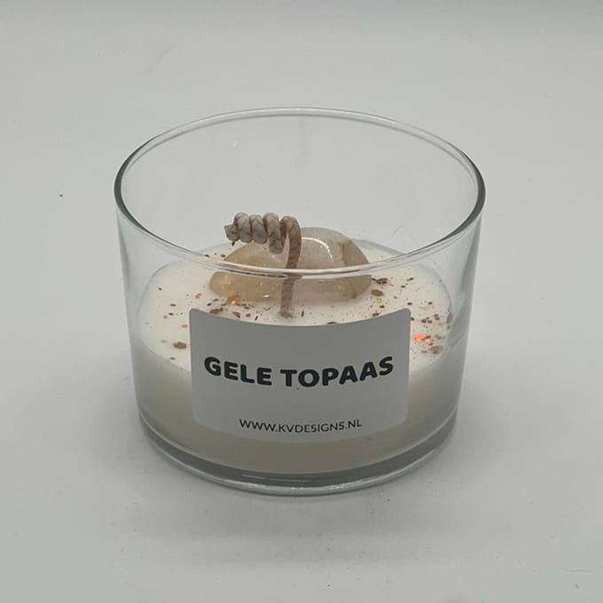 Kaars in glazen pot - edelsteen - Gele Topaas