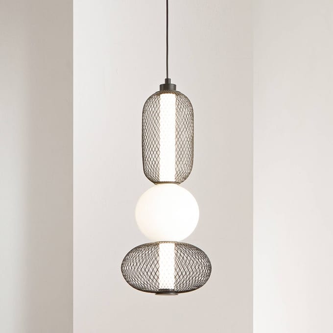 Luce Ambiente Design LED hanglamp INKAS, hoogte 53 cm, zwart, glas/metaal, CCT