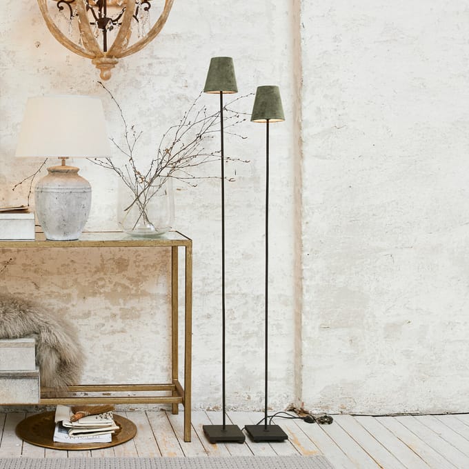 LOBERON Staande lamp set van 2 Tacoma kaki/zwart