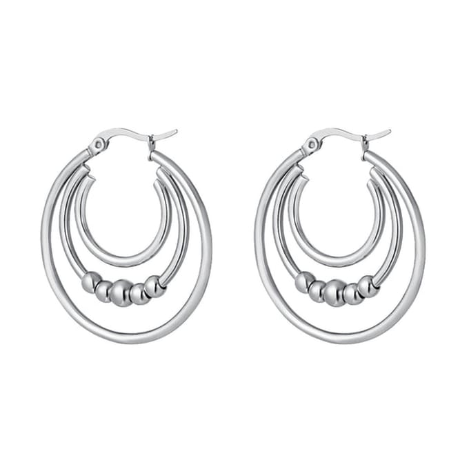 Bijoutheek Oorringen Drie Hoops En Beads Zilver 0289843-118