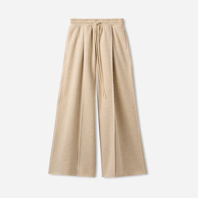 UGG® Classic Wide Leg Pant for Women in Sand Heather, Size Small, Cotton Blend/Polyester/Leather
