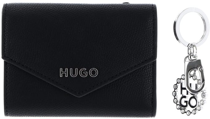 HUGO Portemonnee Sleutelhanger Gift Set Chris Wallet / Key Holder Black Zwart