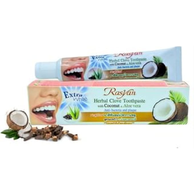 Rasyan - Extra White Herbal Clove Toothpaste with Coconut & Aloe Vera Travel 30g