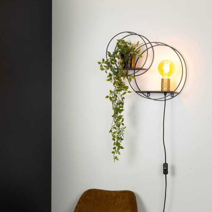 Lucide Circle wandlamp, zwart, 38 cm, E27