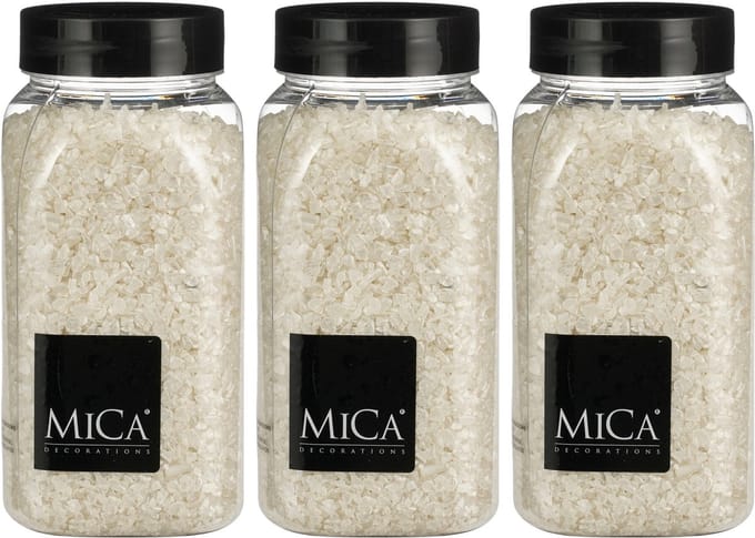 Mica Decorations decoratie steentjes / granulaat - 3x - 650 ml - 2-4 mm - mat wit - siergrind