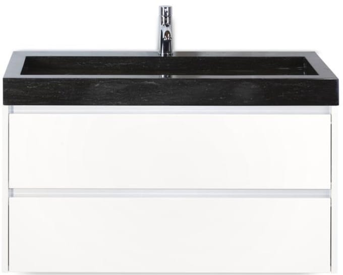 Dante Badmeubelset 100 cm - Wit Hoogglans - Wastafel Hardsteen Wit Lucca