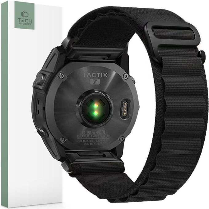 Tech-Protect Nylon Pro Strap for Garmin Fenix 3 / 5X / 3HR / 5X Plus / 6X / 6X Pro / 7X - Black