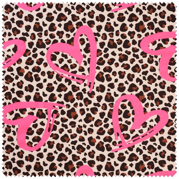 Sweat stof Neon print "Luipaard met hart"