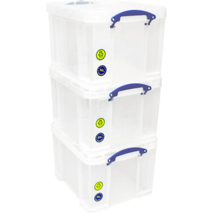 Opbergbox Really Useful 35 liter pak 3 dozen 480x390x310mm transparant wit
