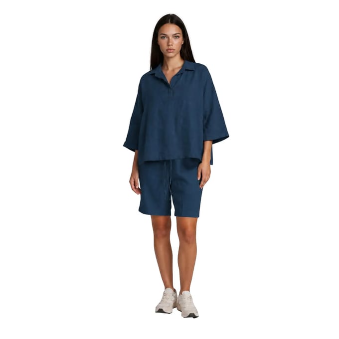 Bermuda voor dames Haris Cotton Essentials Knot Waist Slant Pocket