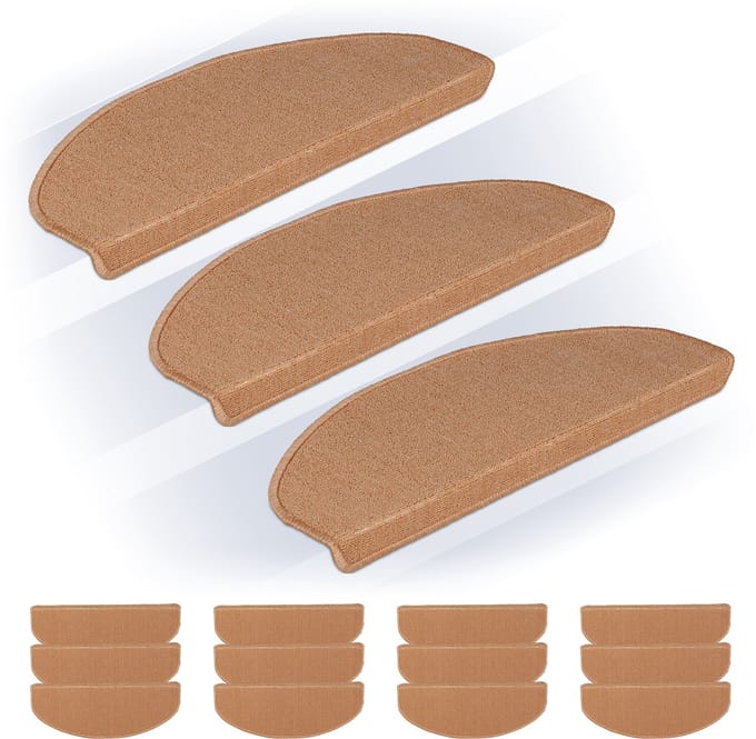 trapmatten zelfklevend - set van 15 - halve maantjes - 65 x 24 cm - beige