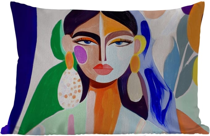 Buitenkussens - Tuin - Portret - Vrouw - Modern - 50x30 cm